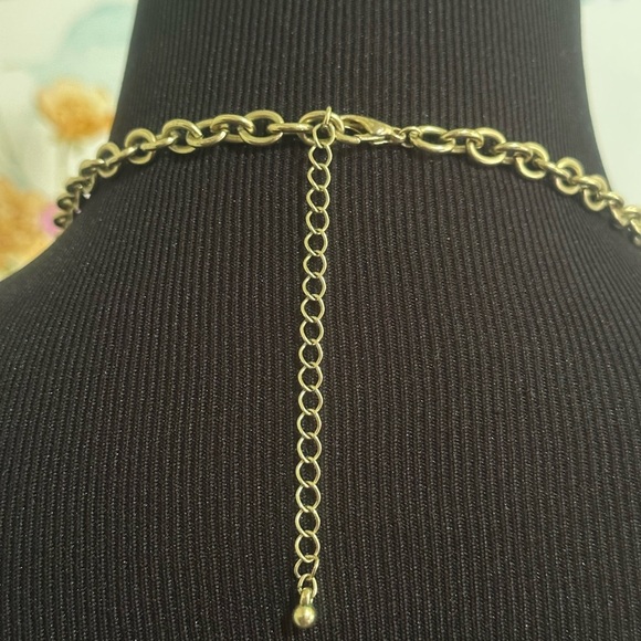 Gold, Silver And Black Bead Triangle Bib Necklace - Picture 4 of 7